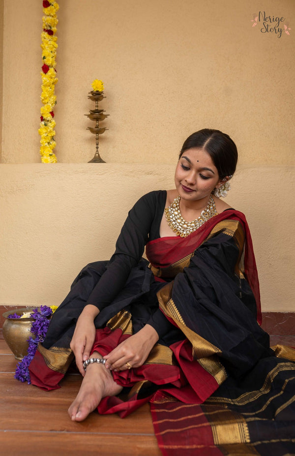 Blue Silk Banarasi Saree with Silver Floral Motifs and Matching Unstit –  Anvi Couture